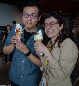 Ester and friend eat squid ice cream IMG_0849